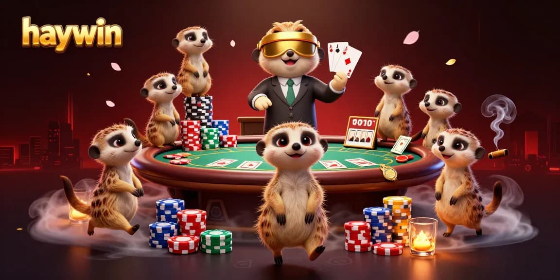 Experience the dynamic gaming scene at Haywin with meerkats running a casino operation.