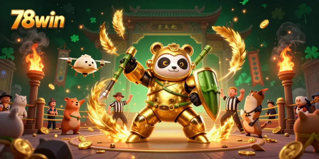 Experience thrilling gameplay at 78win with a golden panda in a dynamic casino arena.