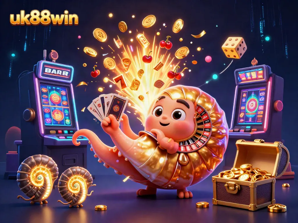Experience thrilling jackpots with UK88win's vibrant casino scene featuring a giant nautilus roulette.