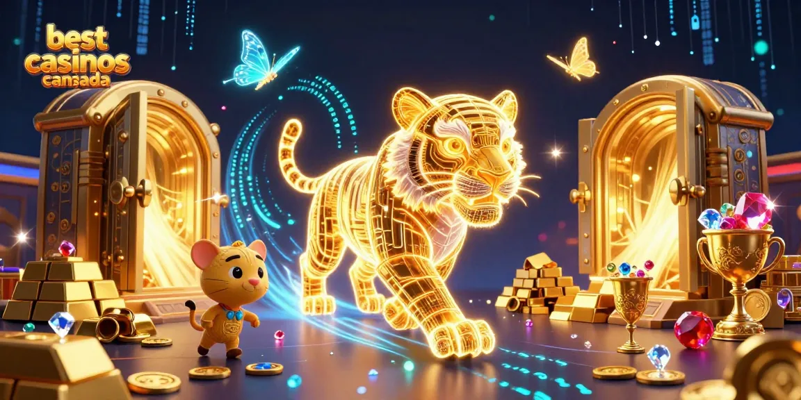 Experience the excitement of the best online casinos Canada with vibrant 3D casino art featuring a golden tiger.