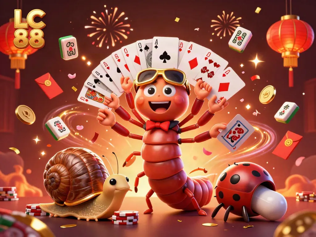 Experience the excitement of LC 88 with a vibrant scene of dealers and high-rollers amidst casino celebrations.