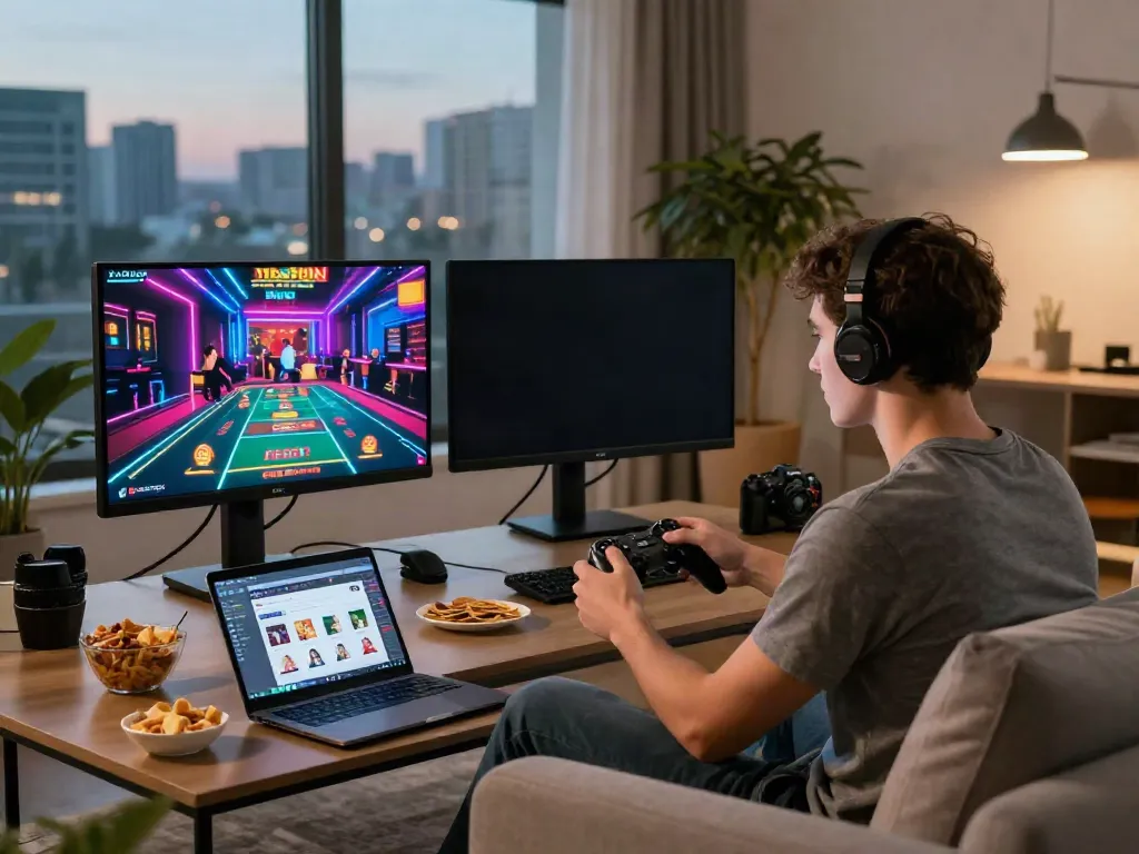 Engaging live casino gaming experience at https://ta88.network/ in a modern living room setting.