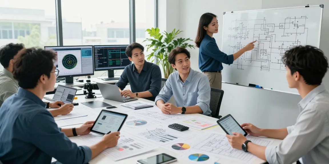 Engineers collaborating as Industrial Engineering Consultant North America in a modern office
