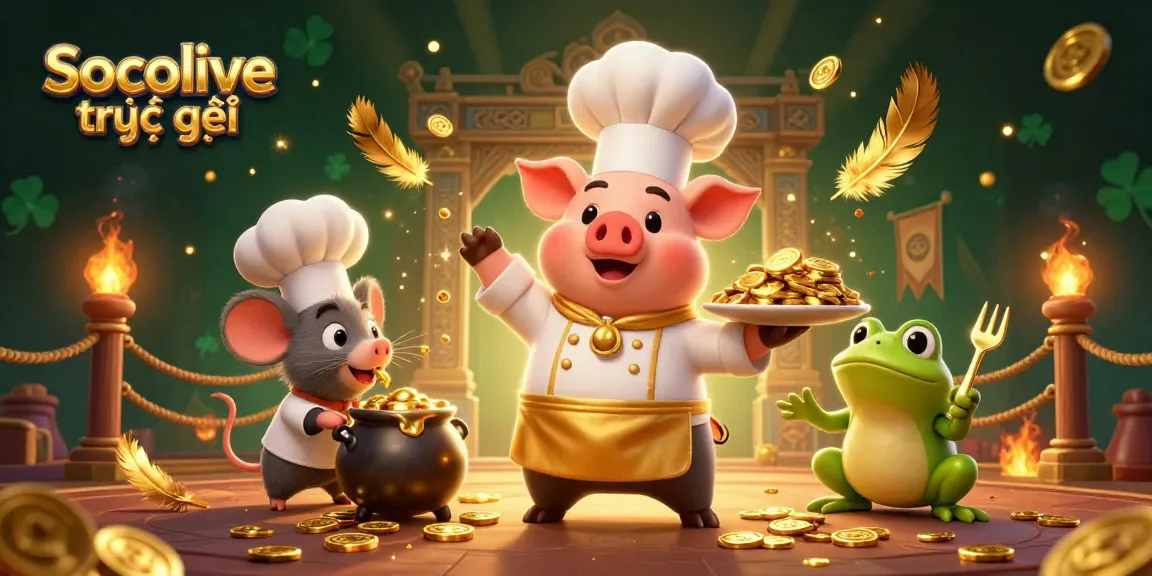 Experience Socolive trực tiếp with energetic characters and golden elements in an immersive gambling scene.