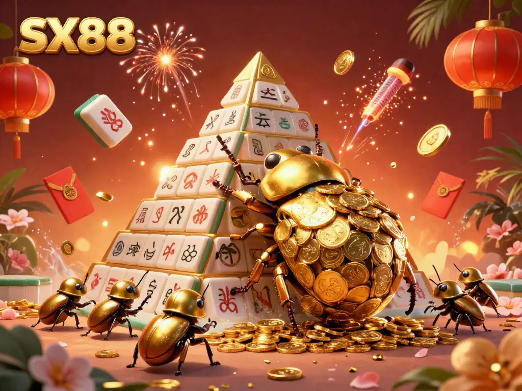SX88 showcases the excitement of gambling with golden elements and vibrant details in a dynamic 3D illustration.
