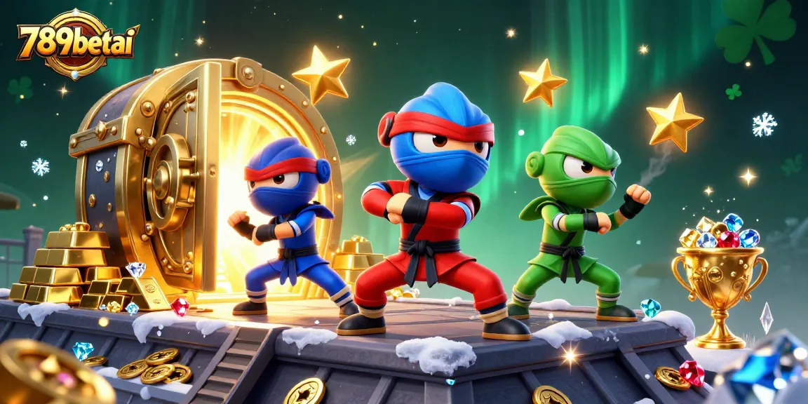 Engage with 789betai's thrilling scene of chameleons mastering martial arts amidst treasure and casino elements.