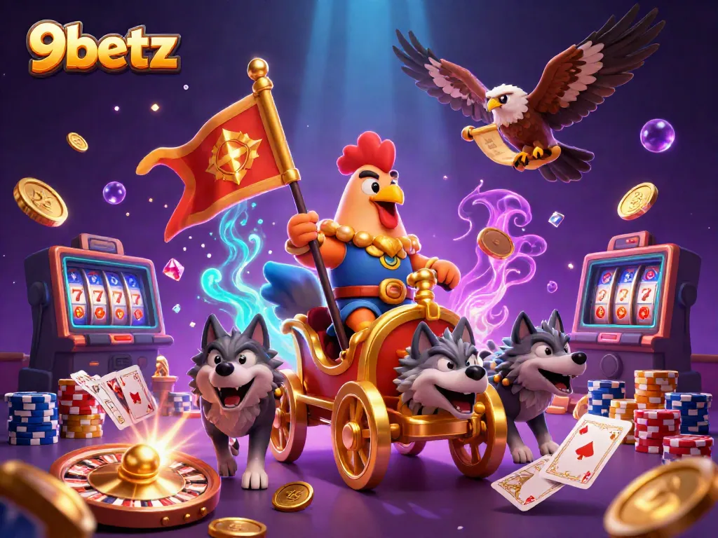 Experience thrilling gameplay action with 9betz, featuring a golden war chariot in an exciting casino scene.