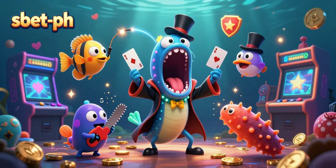 Experience thrilling gameplay with sbet-ph as a bioluminescent eel performs casino tricks in a vibrant 3D underwater scene.