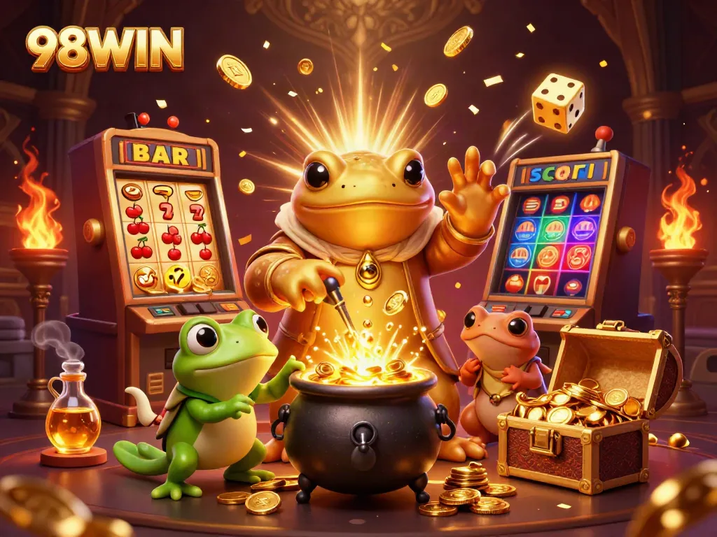 Experience the excitement of gambling at 98WIN with golden alchemists and jackpots overflowing with coins.