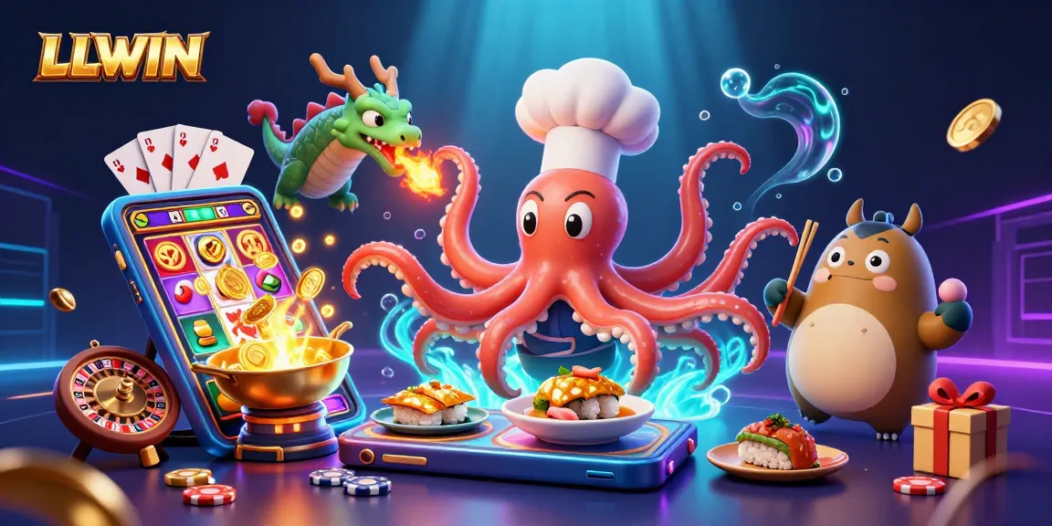 Experience LLWIN with rich gaming elements and vibrant characters in this immersive illustration.
