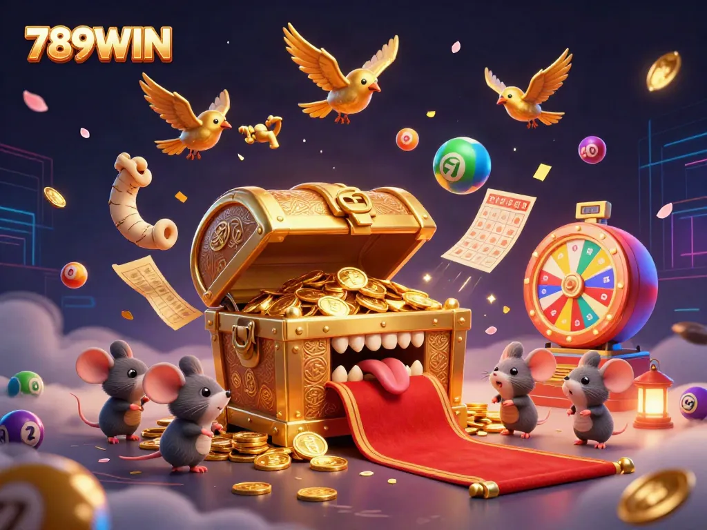 Experience thrilling gameplay at 789WIN with golden treasures and vibrant lottery elements.