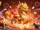 Watch truc tiep bong da unfold with dynamic action from a golden dragon, phoenix, and koi fish amidst treasures.